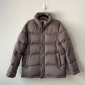 Modern taupe puff jacket